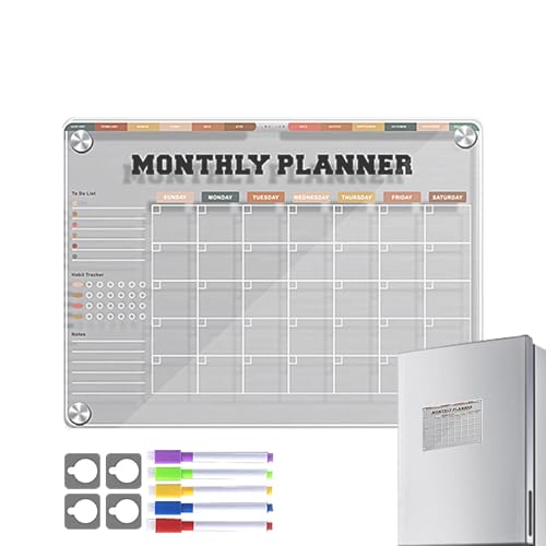 Magnetisches Whiteboard für Kühlschrank, magnetischer Kalender, wiederverwendbar, für Kühlschrank – Notizblock für Kühlschrank aus transparentem Acryl, 30,5 x 22,7 cm von Alwida