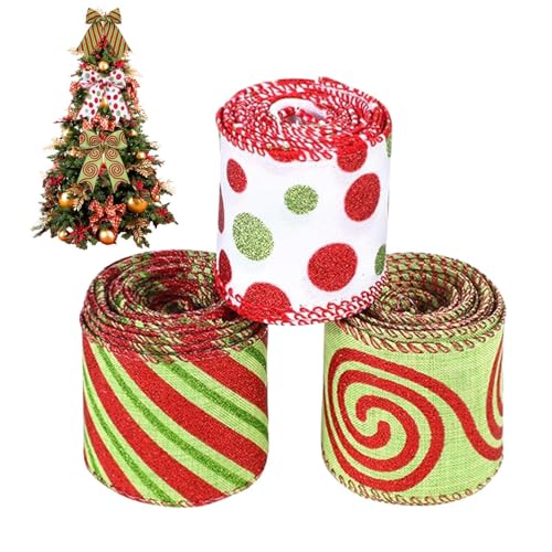 Vintage Weihnachtsband - Weihnachtsband mit Draht | Vintage-Verpackungsband aus Sackleinen mit Draht und Glitzer | Naturals Burlap Crafts Dekoration für Weihnachtsbaum, Treppe, Garten, Fenster, Weihna von Alwida