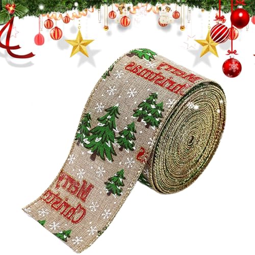 Weihnachtsband – Kranz-Streamer | Geschenkband mit Weihnachtsmotiv | Dekoratives Schleifenzubehör, Drahtkantenband, dekoratives Geschenkband, Bauernhaus-Dekor für von Alwida