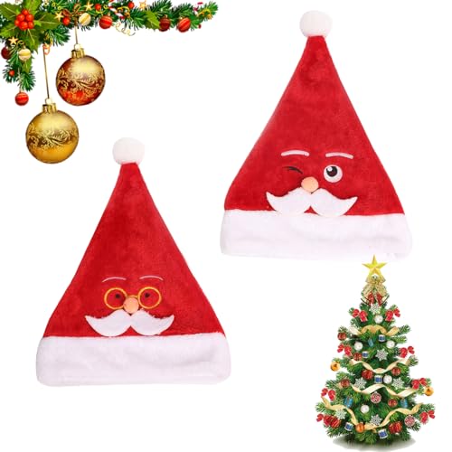 2 Pack Santa Hüte für Kinder und Erwachsene Xmas Holiday Hut Perfekte Weihnachten Party Zubehör Santa Hüte Kostüm Weihnachtsschmuck für Weihnachten Dekorationen Weihnachten Holiday Party Supplies von Alwodici