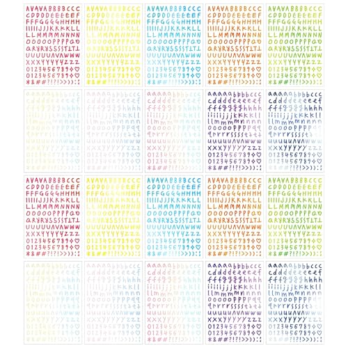 20 Blätter Alphanumerische Aufkleber Bunte Alphabet Aufkleber Holographische Buchstaben Aufkleber Kinder Aufkleber für Scrapbooking Handwerk Zeichen Poster Karte Fenster Briefkästen von Alwodici