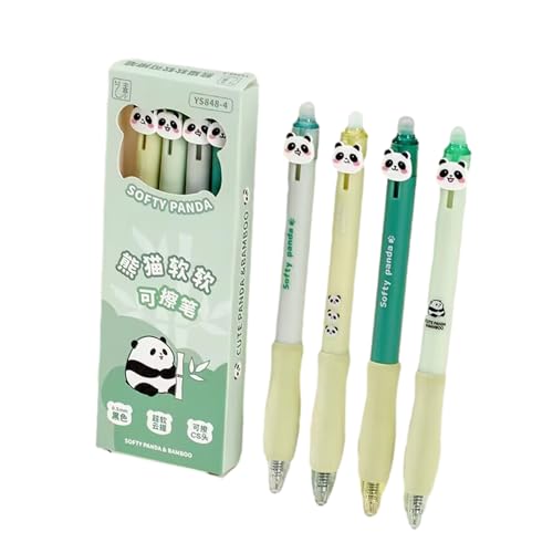 4 Stück Radierbarer Kugelschreiber,Cartoon Panda Tintenroller Radierbar,0,5mm Schwarz Löschbarer Stift,Kawaii Radierbare Stifte,Löschbare Gelstifte,Erasable Pen Set für Schule,Büro,Zuhause von Alwodici