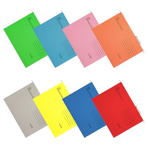 8PCS A4 Hängemappen mit Tabs und Karteneinlagen für Papier und Datei Farbetiketten Regenbogen Dokumentenspeicher Ordner Box für Schule Haus Arbeit Büro Organisation von Alwodici