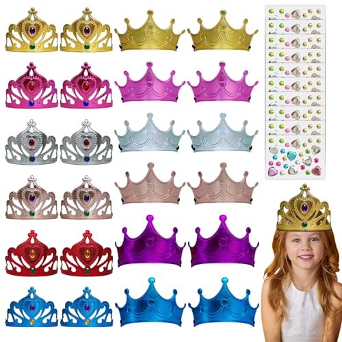 Alwodici 22 Pcs Schaum Kronen für Kinder Prinzessin Tiaras Kronen Bulk Diamond Sticker DIY Krone Kit für Kinder Dekoration machen Kits Kinder Geburtstag Party Supplies von Alwodici