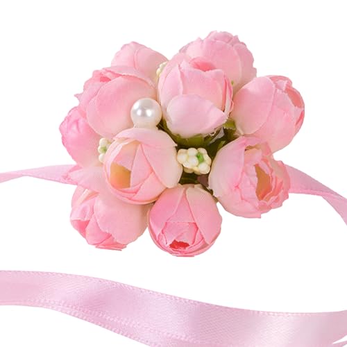 Alwodici Handgelenk Corsage,Blumenarmband Hochzeit,Braut Brautjungfer Handgelenk Blume,Hochzeitsblumen Simulation Band,Handgelenk Blume,Handgelenk Blume Strauß Dekoration für Hochzeit Prom Party (D) von Alwodici