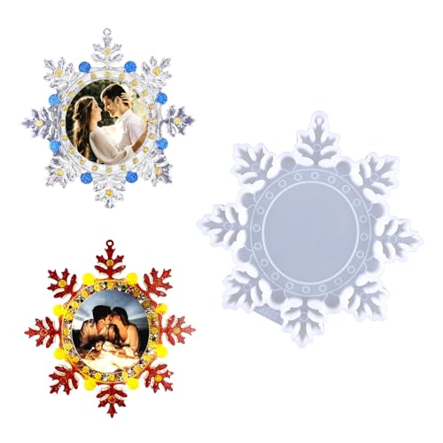 Weihnachten Form 3D Weihnachten Schnee mit Basis Form Silikon Spleißen Xmas Kunst UV Epoxidharz Gießen Form für Ornament Dekoration Handwerk DIY Weihnachten Crafts Decor (Weiß) von Alwodici