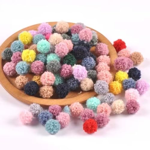 100 Stück Bunte Pompons 12 mm Bommeln bälle Set zum Basteln Bunte Filzkugeln Pompons Mini Flauschigen Plüsch Bälle zum DIY Kreative Handwerk Heimdekorationen (100pcs-2cm) von Alyxiavia