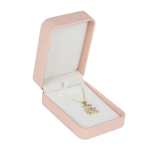 Alyxiavia Premium Leder Schmuck Geschenkbox Rosa Halskette Anhänger Geschenkbox für Valentinstag Jahrestag Hochzeit Verlobung von Alyxiavia