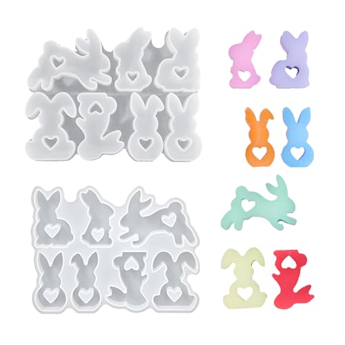 Silikonformen Gießformen Ostern, 7 Stück Silikonform Ostern Hase, 3D Silikonformen Gießformen Ostern Hase mit Herz für erzen Gips DIY Osterdeko Handwerk von Alyxiavia