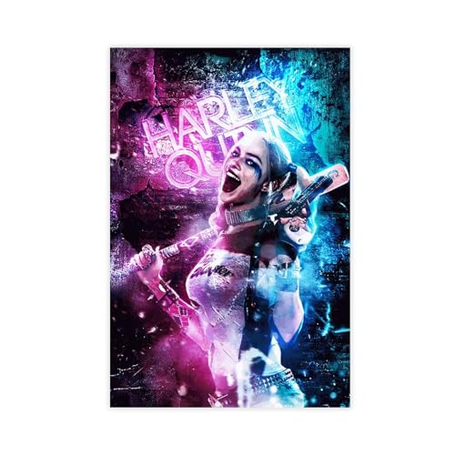 AmAzwi DC Comics Harley Quinn Leinwandposter auf Leinwand, Schlafzimmer, Dekoration, Sport, Landschaft, Büro, Raumdekoration, Geschenk, ungerahmt: 60 x 90 cm von AmAzwi