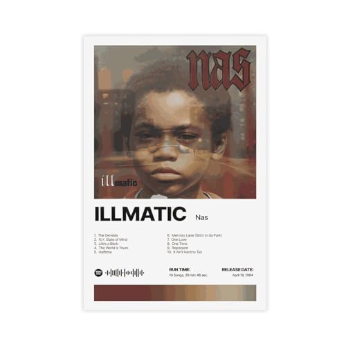 AmAzwi Illmatic Musikalbum, Leinwandposter, Wandkunst, Dekordruck, Bild Gemälde für Wohnzimmer, Schlafzimmer, Dekoration, ungerahmt: 40 x 60 cm von AmAzwi