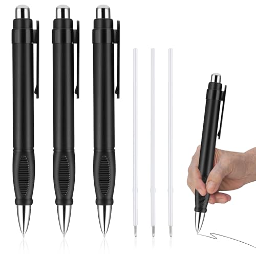 Amabro 3 Stück Ergonomische Kugelschreiber mit 3 Nachfüllungen, Extra große Druckkugelschreiber leicht zu greifender Jumbo Stift, schwarze Tinte gewichtete Stifte für ältere Mens von Amabro