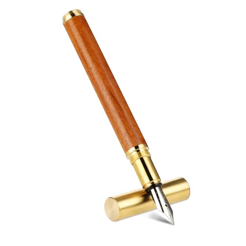 Amabro Füllfederhalter aus Holz, 0.5 mm Feine Spitze Vintage Handgefertigt Business Stift, Glatt Schreibender Kalligraphie Stift für Büro, Schule Journaling, Geschenkzubehör (Hellbraun) von Amabro