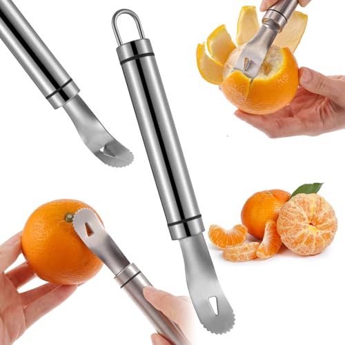 Amabro Orangenschäler, Orange Peeler Orangenschäler zum Schnitzen von Früchten Pomelo Öffner aus Edelstahl Messer mit gebogener Kante Zitronenschneider Grapefruitschäler Obstschäler Küchenhelfer von Amabro