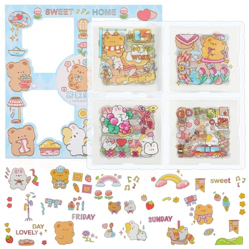 Amabro Scrapbooking Sticker, 100 Stück niedliches Cartoon Mädchen Aufkleber Set Scrapbook Zubehör Scrapbook Stickers Set für Junk Journal DIY Kunsthandwerk Fotoalbum Planer Kalender und Notizbuch von Amabro