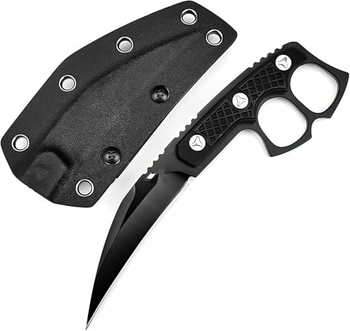 Hochfeste Outdoor-Krallenmesser M390 Stahl Taktisches Messer Integrierter Full-Tang-Design Rutschfeste G10-Griffschalen Nano-beschichtete Schwarz-Titan-Oberfläche Ideal für Survival, Camping von Amacigana