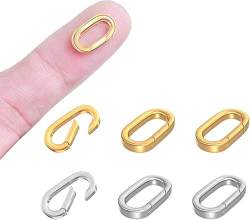 10 Stück Spring Gate Ringe ovaler Karabinerverschluss Metall Spring Gate Ringe verschluss kette karabiner Halskettenverschlüsse und -verschlüsse, Federringverschluss Federring Verbindungsverschluss von Amacoam