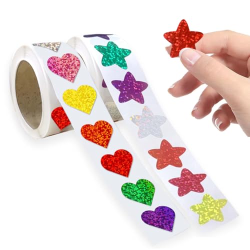 1000 Blatt Sterne Aufkleber Stern Aufkleber Glitzer Sticker Bunt Sterne Aufkleber, Abnehmbare Belohnungsaufkleber Kinder Selbstklebende Aufkleber Sterne Für DIY Scrapbooking Karten Dekoration von Amacoam