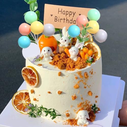 Amacoam Mini Tortendeko Hase 10 Stück Mini Hase Figuren Harz Osterhase Cupcake Toppers Mini Hase Deko Harz Mini Tortendeko für Geburtstag Party Kindergeburtstag Deko Desktop Mikro Landschaft von Amacoam