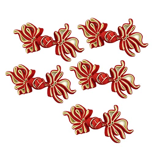 5 Paar Goldfische Chinesischer Knoten Frosch Knopf für Hanfu DIY, rote Aprikose, 8 x 3 cm von Amagogo