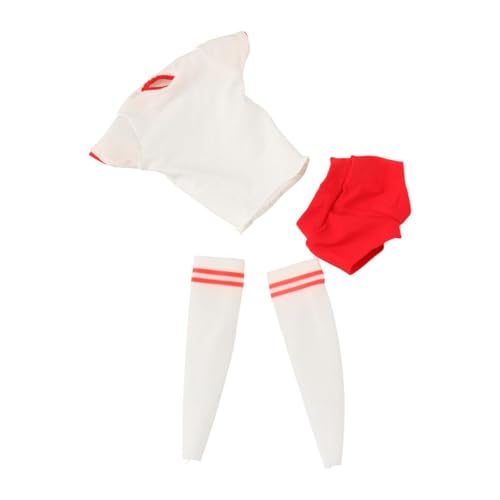 Amagogo 1/6 Action-Figur-Kleidung, handgefertigt, Kurze Ärmel und Shorts mit Sportsocken, Basic Mini Fashion für 12'' weibliche Puppen, Weiß Rot Enge Passform von Amagogo