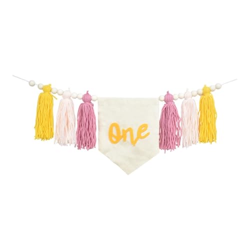 Amagogo 1. Geburtstagsfeier Banner Erstes Geburtstagsdekoration Einfach zu Hängen Boho Hanging Banner, Multi Pink von Amagogo