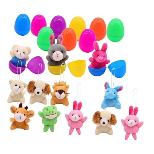 Amagogo 12pcs vorgefülltes Osterei mit Plüschspielzeug weicher Osterkorbfüller Stofftiere Schlüsselbund Osterdekoration und Geschenke von Amagogo