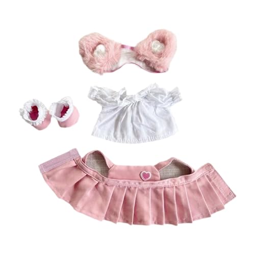 Amagogo 15cm Puppenkleidung Ohren Stirnband Set Bequem mit Haar Accessoire Plüsch Puppenzubehör Puppenoutifits Puppenkleidung, ROSA von Amagogo