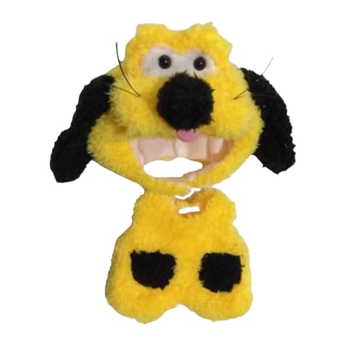 Amagogo 2-teiliger Puppen-Overall und Hut, Miniatur-Kleidung, handgefertigte Kleidungs-Outfits für 15–17 cm große Puppen, Gelber Hund mit Langen Ohren von Amagogo