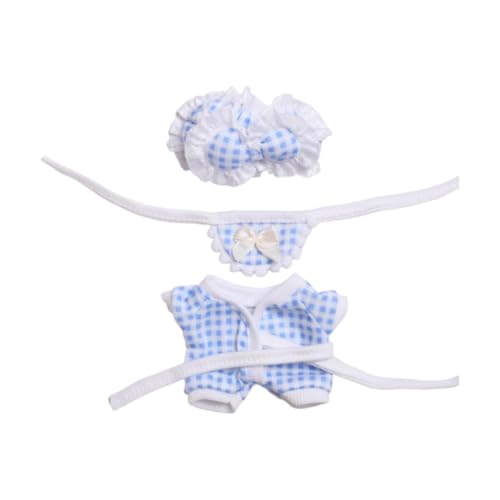 Amagogo 3-teiliges Puppen-Pyjama und Lätzchen-Stirnband-Kostümzubehör, handgefertigte Kleidungs-Outfits für 17 cm große Puppen, Thanksgiving-Geschenke, Blau von Amagogo