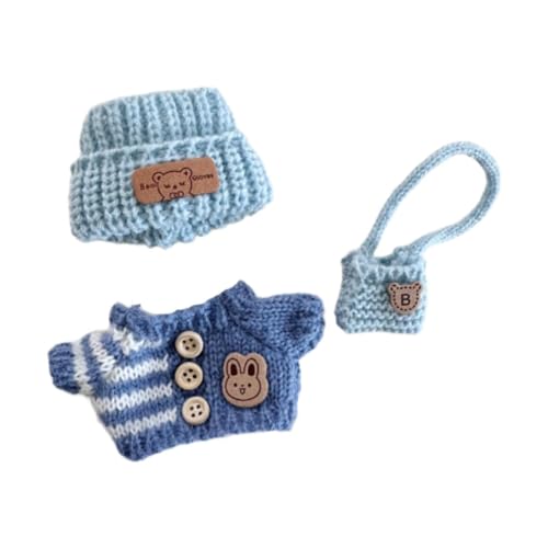 Amagogo 3X Mini Doll Outfits Hut Pullover Rucksack Set, DIY entzückende Puppen Kleidung Kleid, für 15cm 17cm Puppe, Mode Puppe, Blau von Amagogo