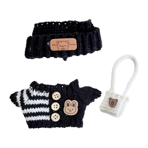 Amagogo 3X Mini Doll Outfits Hut Pullover Rucksack Set, DIY entzückende Puppen Kleidung Kleid, für 15cm 17cm Puppe, Mode Puppe, Schwarz Und Weiß von Amagogo