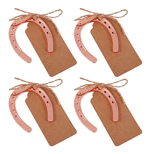 Amagogo 4 Stück hängende Hufeisen Anhänger Thema Zubehör Metall Handwerk Western Decor Hufeisen Hochzeit Gastgeschenke für Garten Outdoor Hochzeit Wand, Rose Pink von Amagogo