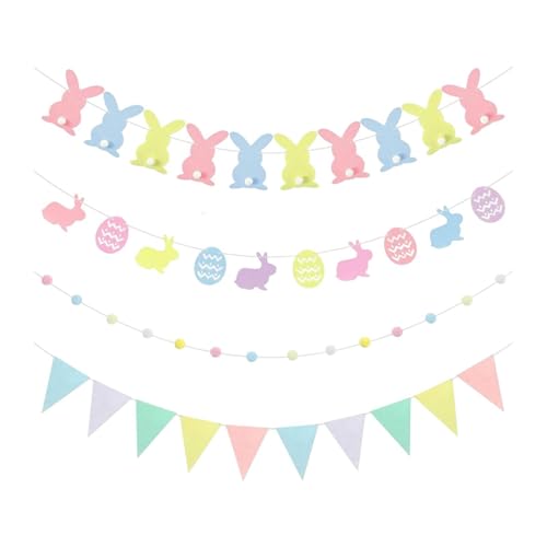 Amagogo 4pcs Osterbanner Dekorationen hängen Girlanden außerhalb von Prop Bunny Schild Bunting für Farmhouse Yard Spring Tür im Freien von Amagogo