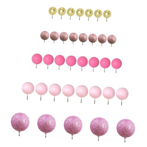 Amagogo 50 Stück Kuchen -Top -Bälle Mini -Luftballons Cupcake Toppers Cake Picks Foam Bälle Kuchen Dekorieren Vorräte für Feierlichkeiten, Rosa von Amagogo