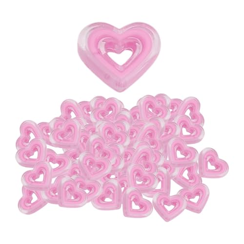 Amagogo 80pcs Acrylherzperlen Lose Abstandshalter Perlen Charme Crafts Heart Form Accessoires für Schmuck Herstellung für Armbänder Projekte, Rosa von Amagogo