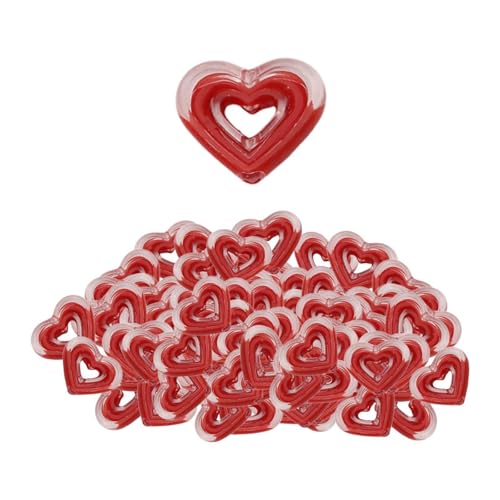 Amagogo 80pcs Acrylherzperlen Lose Abstandshalter Perlen Charme Crafts Heart Form Accessoires für Schmuck Herstellung für Armbänder Projekte, Rot von Amagogo