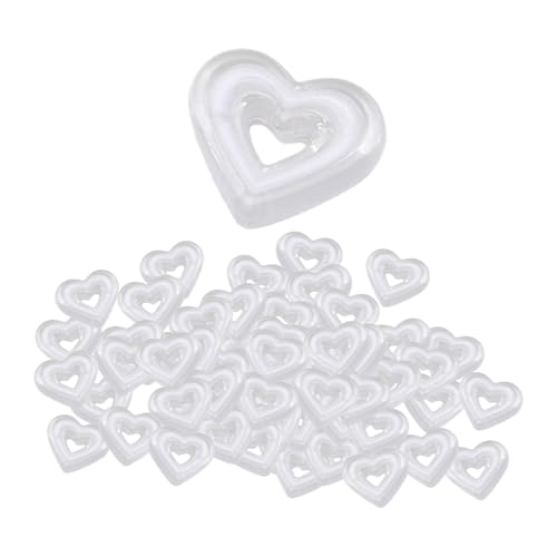 Amagogo 80pcs Acrylherzperlen Lose Abstandshalter Perlen Charme Crafts Heart Form Accessoires für Schmuck Herstellung für Armbänder Projekte, Weiß von Amagogo