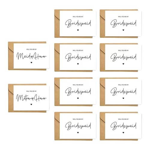 Amagogo Einladung zur Hochzeit Brautdusche Maid of Honor Cards Romantic Bitten Seals Dekoration Geschenke elegante Brautjungfernkarten Set Set, 10 Karten von Amagogo