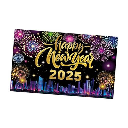 Amagogo Hängendes Banner 2025 Neujahrshintergrund Bunte große Fotohintergründe Polyester Partydekoration Hängendes Ornament, Style B von Amagogo