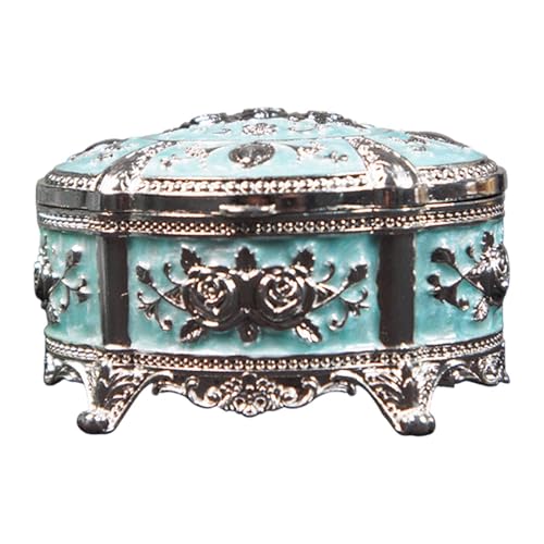 Amagogo Luxus -Schmuckschatulle, Treasure Chest Decorative Halter Hochzeit mit Deckelspeicherorganisator, Ringmarket Hülle für Charms Anhänger, Silber Blau von Amagogo