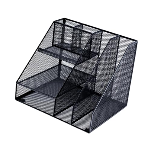 Amagogo Mesh Schreibtisch Organizer, Zeitschriftenhalter, Papierablage, 3 Stufiges Aufbewahrungsregal für Zuhause, a von Amagogo