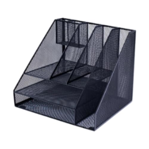 Amagogo Mesh Schreibtisch Organizer, Zeitschriftenhalter, Papierablage, 3 Stufiges Aufbewahrungsregal für Zuhause, b von Amagogo