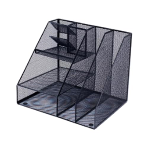 Amagogo Mesh Schreibtisch Organizer, Zeitschriftenhalter, Papierablage, 3 Stufiges Aufbewahrungsregal für Zuhause, c von Amagogo