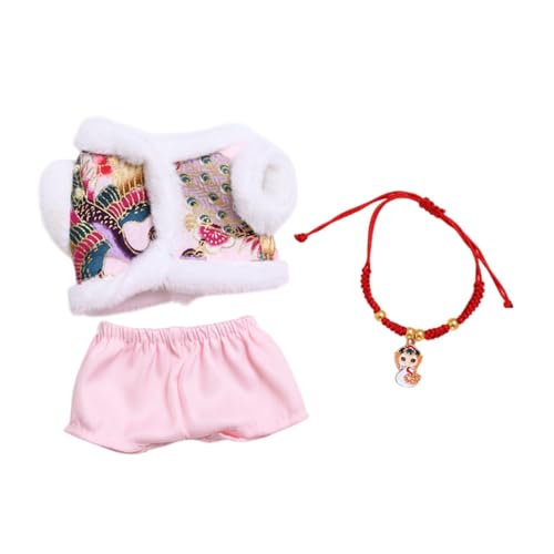 Amagogo Mini Puppenkleidung, Tang Anzug, Kinder Geschenk, Modisches Miniatur Kostüm, Stilvolle Niedliche Kleidung, Anzug, Outfit für 17 cm Große Puppen, Rosa von Amagogo