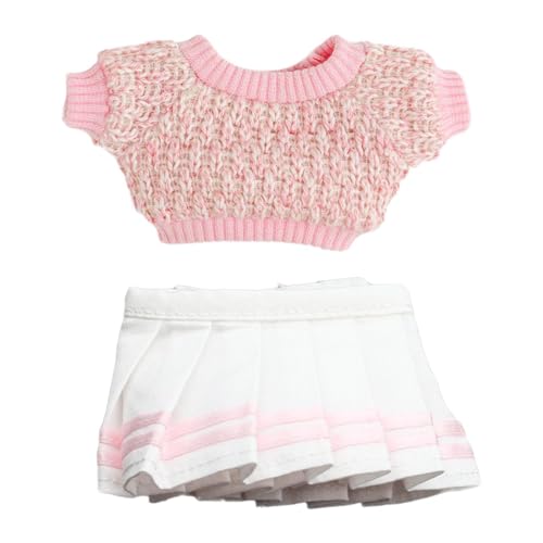 Amagogo Modepuppen-Pullover und kurzer Rock, Anzug, Kostüm, zum Anziehen, handgefertigte Kleidung für 15 cm große Puppen, Kindergeschenke, Rosa Rock-Set von Amagogo