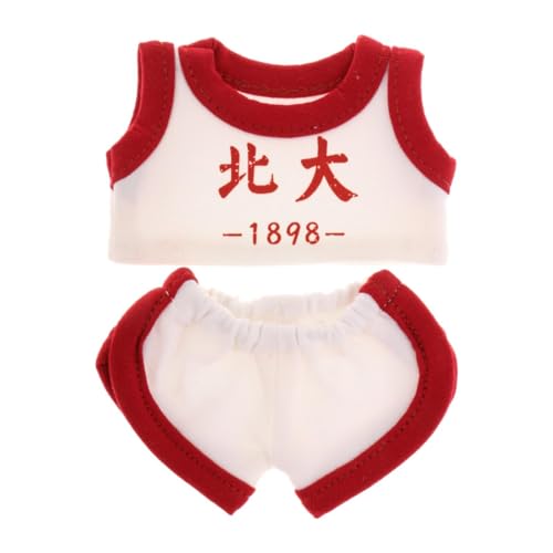 Amagogo Plüschfigur Kleidung Mädchen Puppe Hose Outfit Foto Requisiten für Kinder Rollenspiel Kostüme für 6,69 Zoll Puppe, Roter Westeanzug von Amagogo