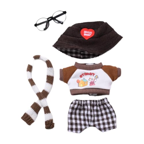 Amagogo Puppe Kleidung Anzug Puppe Kleidung Set Weiche Dress up Puppe Top Hosen Outfits Mini für 6,69'' Anhänger Puppe Puppen mädchen Geschenk, Schal-Set Brille von Amagogo