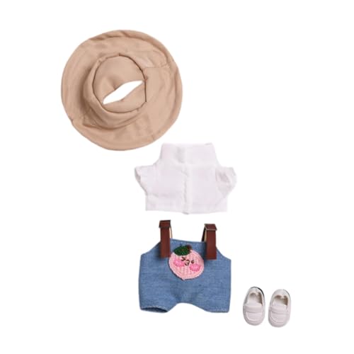 Amagogo Puppenoberteil und Hosenträger-Hosenanzug, Puppenkleidung mit Mütze und Schuhen, Kostüm, Kleidung, Puppenhose, Outfits für 17 cm große Puppen, Blau Rosa Set Schuhe von Amagogo