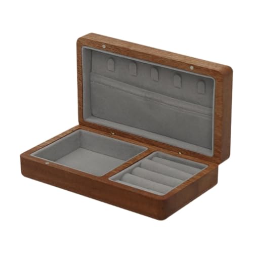 Amagogo Schmuckschatulle, Organizer, Schmuckschatulle für den Schreibtisch, Reiseschmuck, dekorative Box, Andenken-Geschenkbox, Schmuckvitrine für Armbänder, Graues Interieur von Amagogo